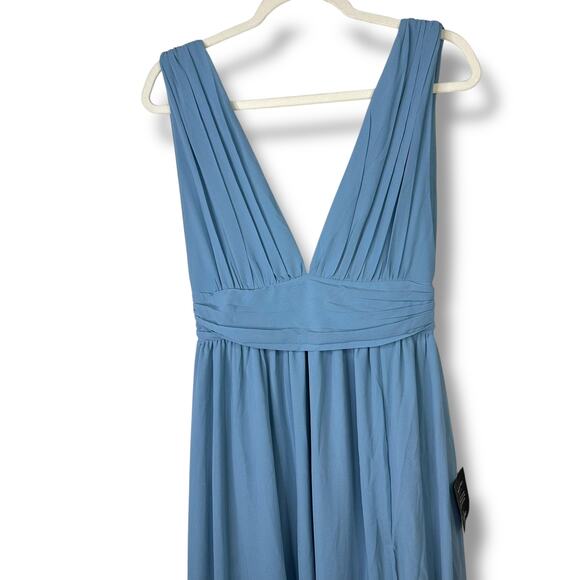 Lulus NWT Heavenly Hues Light Blue Plunging Chiffon Sleeveless Maxi Dress Small - Picture 4 of 10